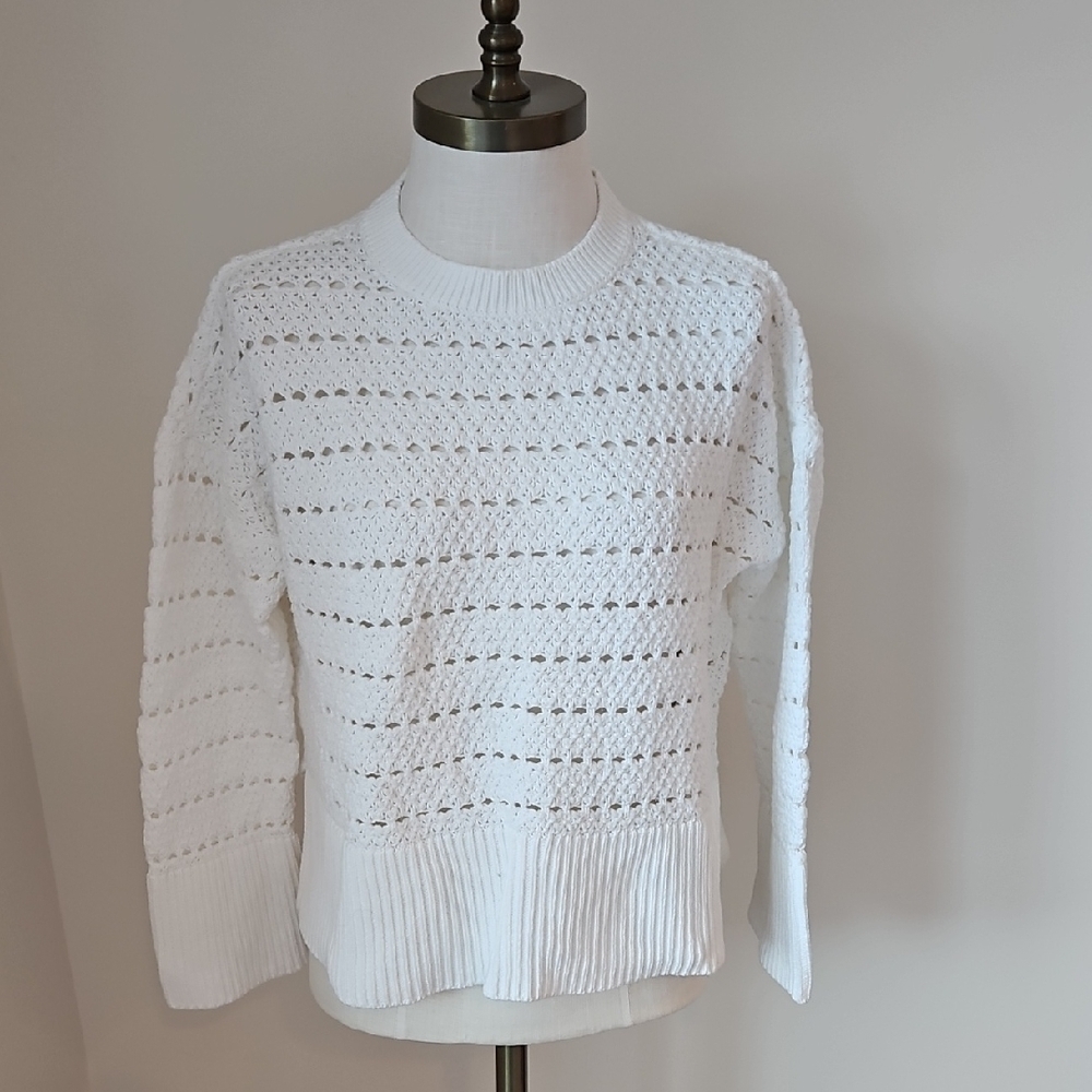 GAP White Textured Girls Cotton Sweater